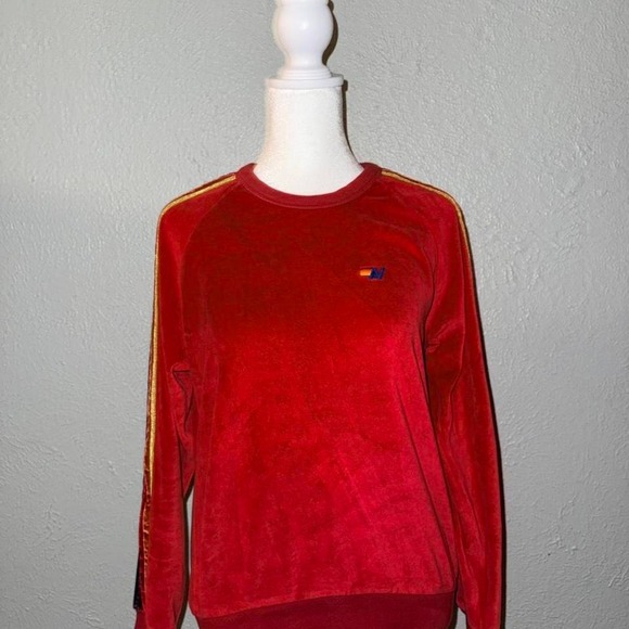 Aviator Nation Tops - Aviator Nation Velvet Stripe Classic Sweatshirt Relaxed Size XS Red‎